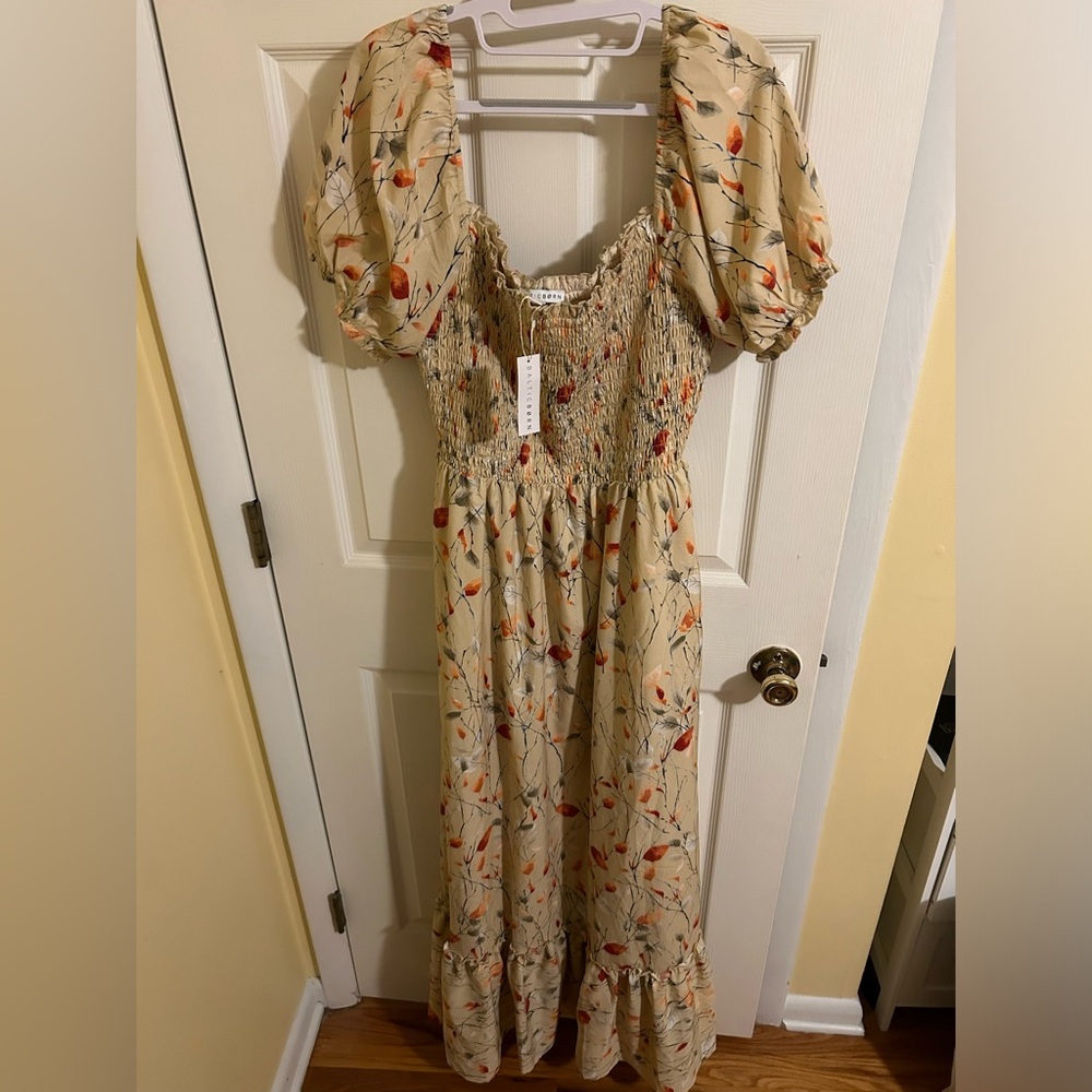 Baltic Born Capri Smocked Maxi Dress, Gold, 2X NWT